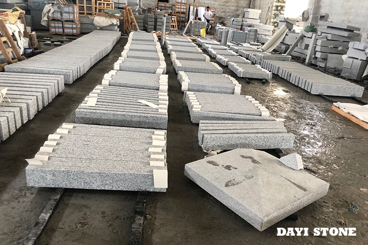 Kerbs Light Grey Granite Stone G603-ZP All sides flamed, edges chamfered 2mm 100x20x10cm 100x15x6cm - Dayi Stone